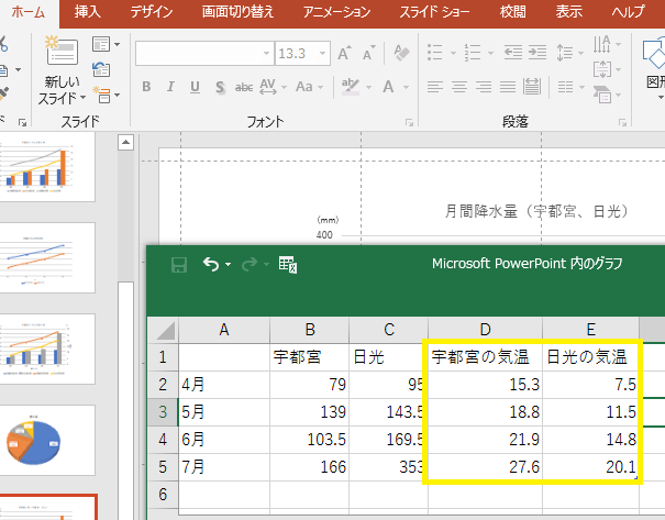 D列とE列に値を追加